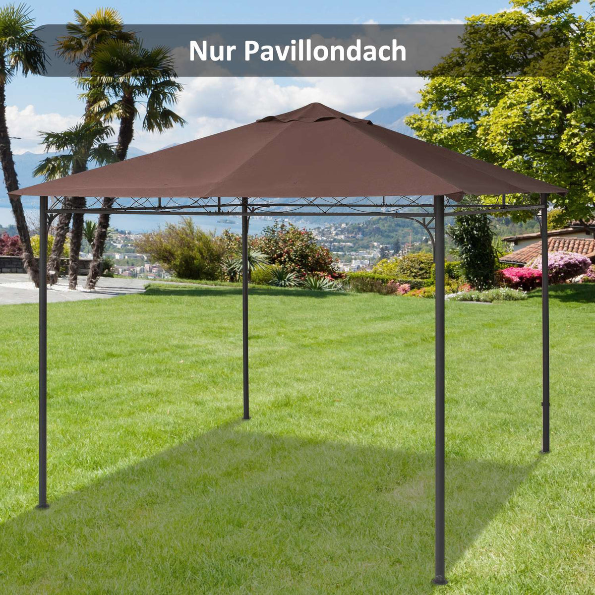 Replacement Roof Gazebo 2.93X2.93M Gazebo Cover Sun Protection Polyester Coffee
