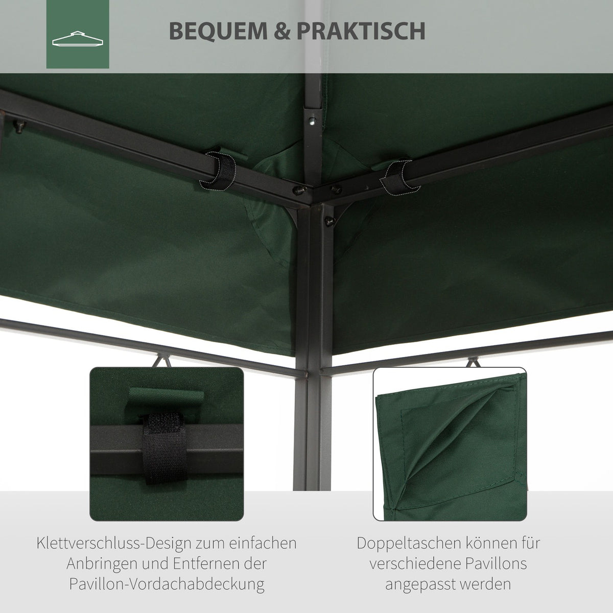 Replacement Roof Gazebo Roof For Garden Gazebo, Polyester, 3X4M, Green