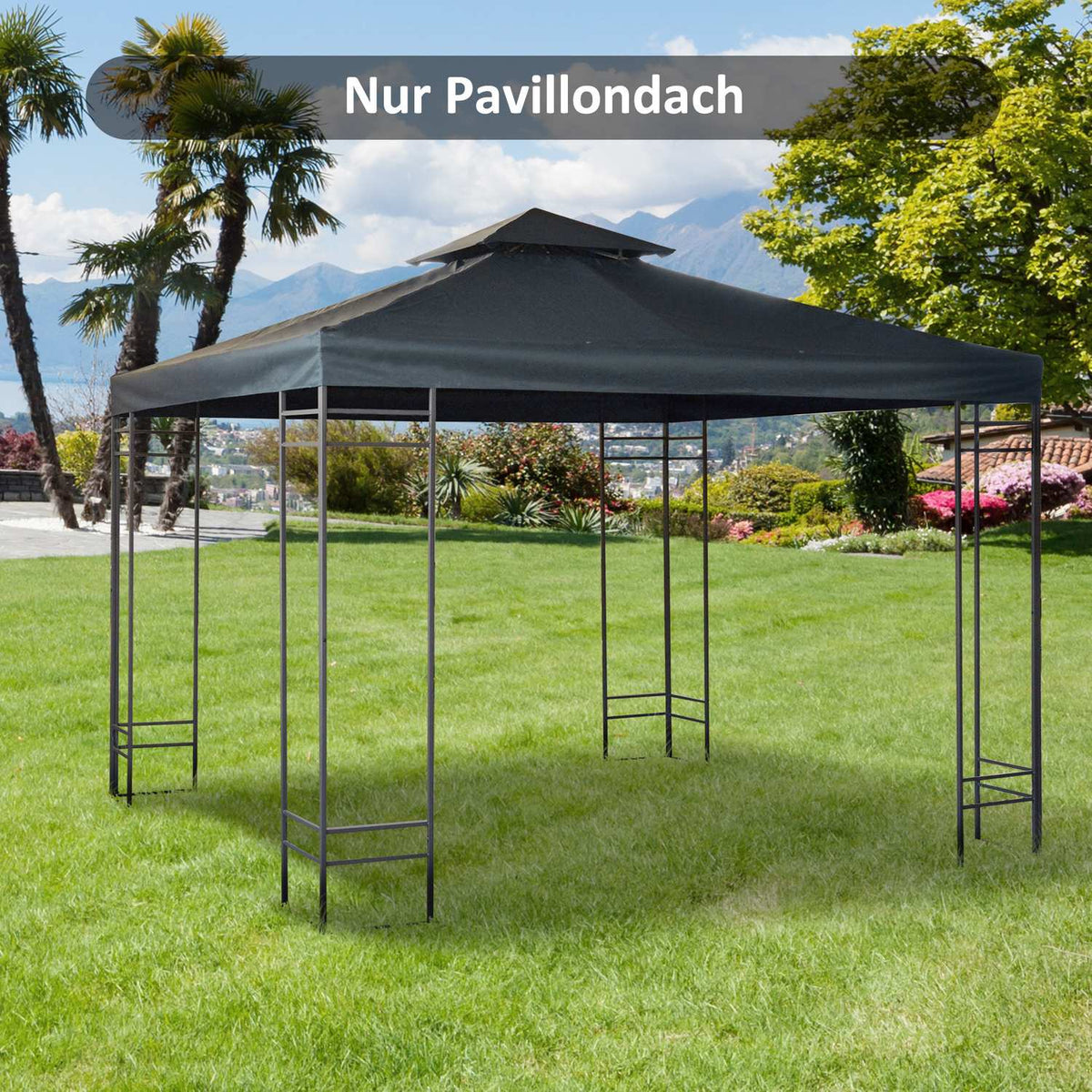 Replacement Roof Gazebo Roof For Metal Gazebo Garden Gazebo Party Tent Garden Tent Polyester 3X3M Charcoal Grey