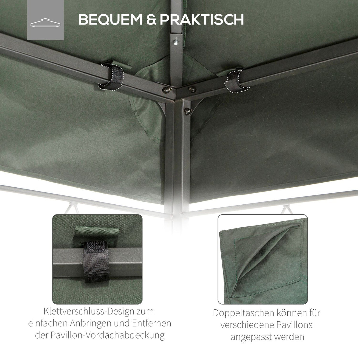 Replacement Roof Gazebo Roof For Metal Gazebo Garden Gazebo Party Tent Garden Tent Polyester 3X4M Dark Gray