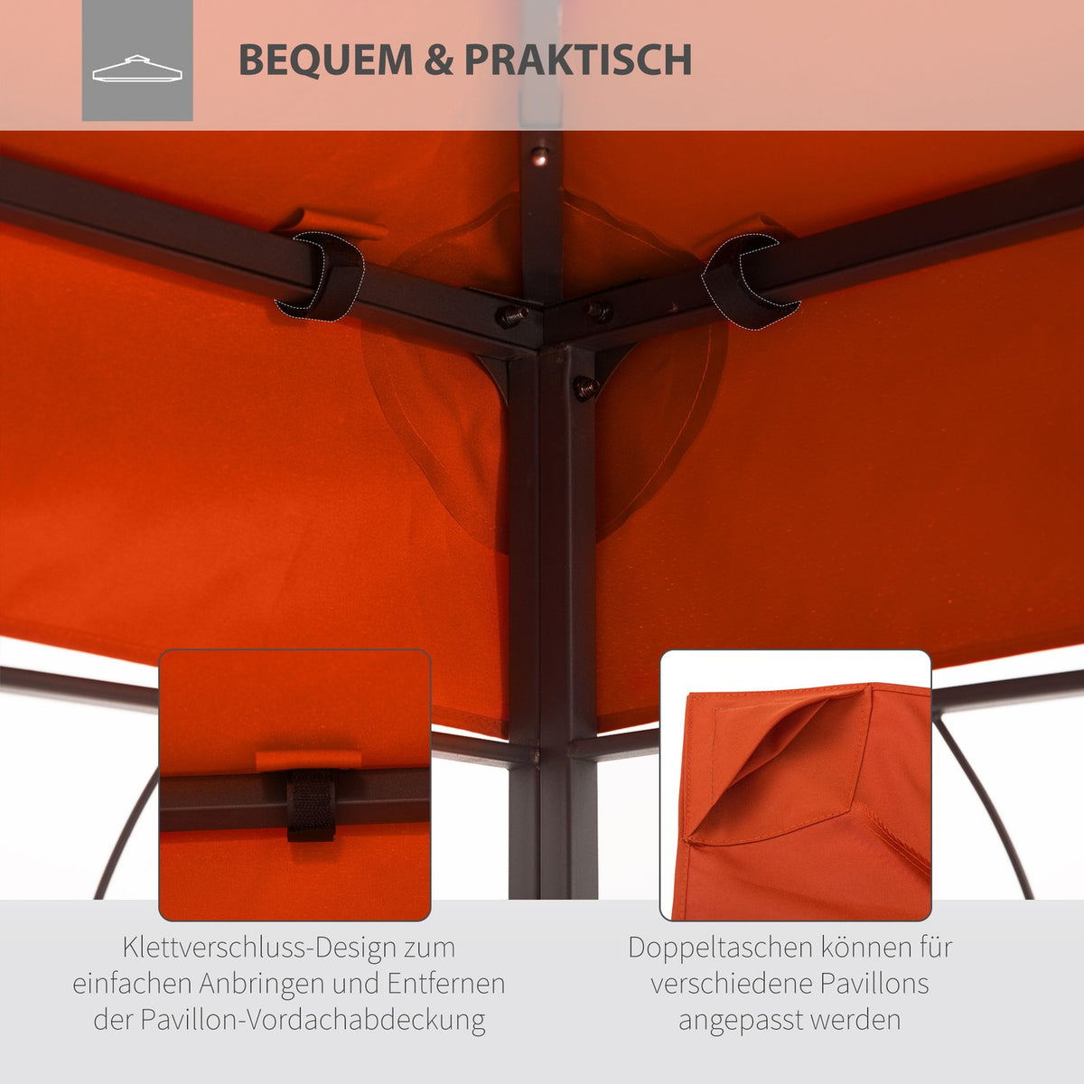 Replacement Roof Gazebo Roof For Metal Gazebo Garden Gazebo Party Tent Garden Tent Polyester 3X4M Rust Red