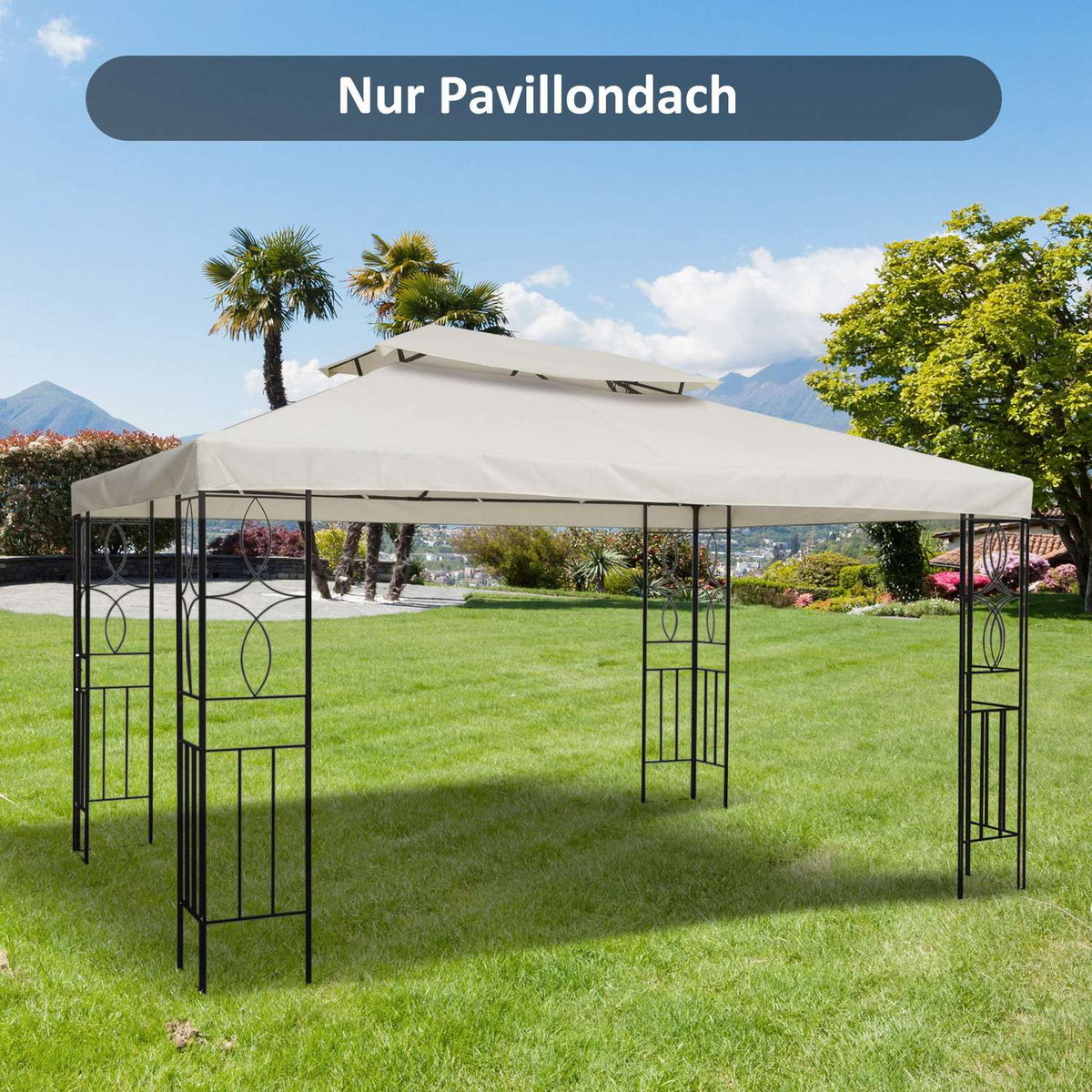 Replacement Roof Gazebo Roof For Metal Gazebo Garden Gazebo With Leakage Opening Party Tent Garden Tent Polyester 4X3M Cream White