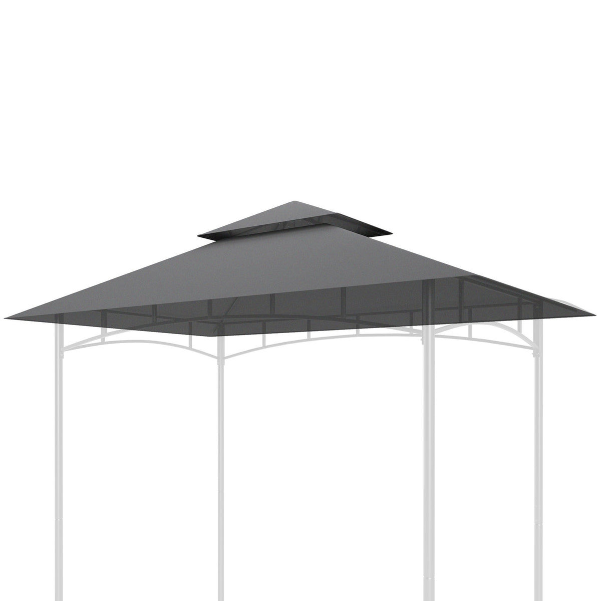 Replacement Roof for BBQ Gazebo 1.5m x 2.4m Replacement Roof Only, Double Tier Protective Cover, Water Resistant Outdoor Canopy, Roof Fits Outdoor BBQ Tent, Dark Gray