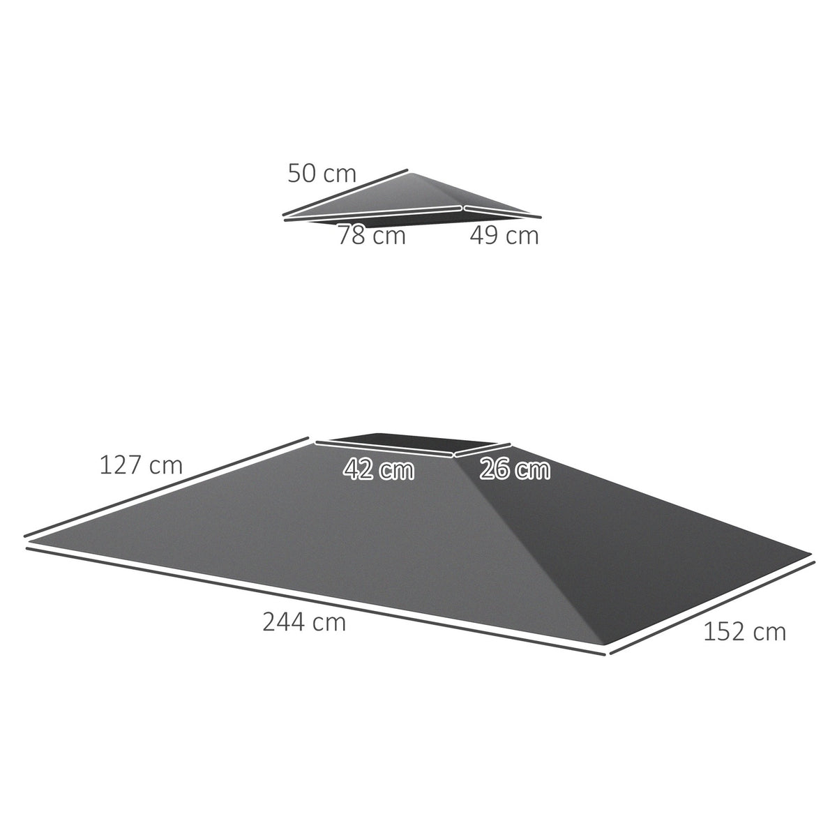 Replacement Roof for BBQ Gazebo 1.5m x 2.4m Replacement Roof Only, Double Tier Protective Cover, Water Resistant Outdoor Canopy, Roof Fits Outdoor BBQ Tent, Dark Gray