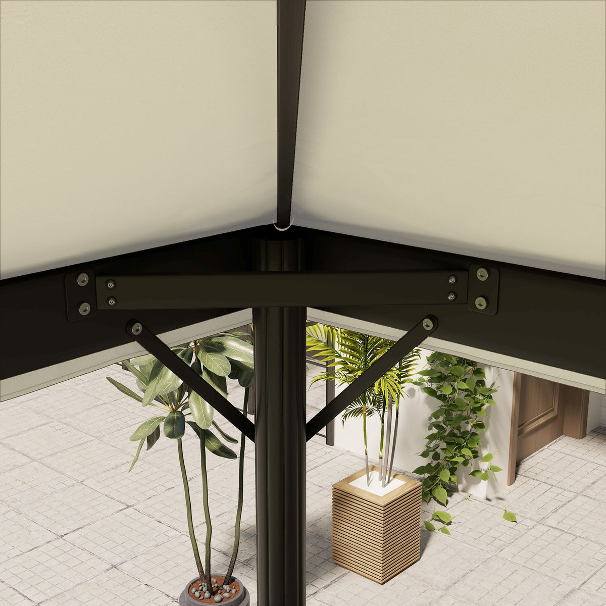 Replacement Roof for Garden Gazebo 3 x 4 m, Waterproof 370g/㎡ Double Roof Protective Cover, Rain Cover Replacement Cover, UPF30+, for Garden, Party, Patio, Cream White