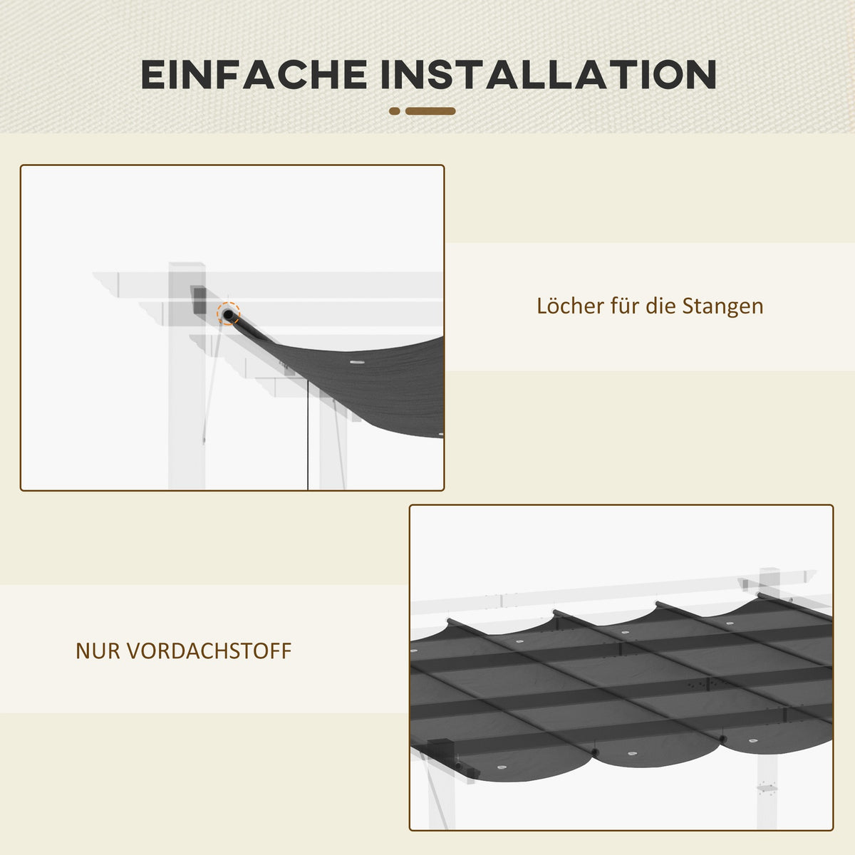 Replacement Roof for Pergola 2.5 x 2.55 m Pergola Roof with Drainage Holes, Shade Cover for Garden & Patio, Dark Gray