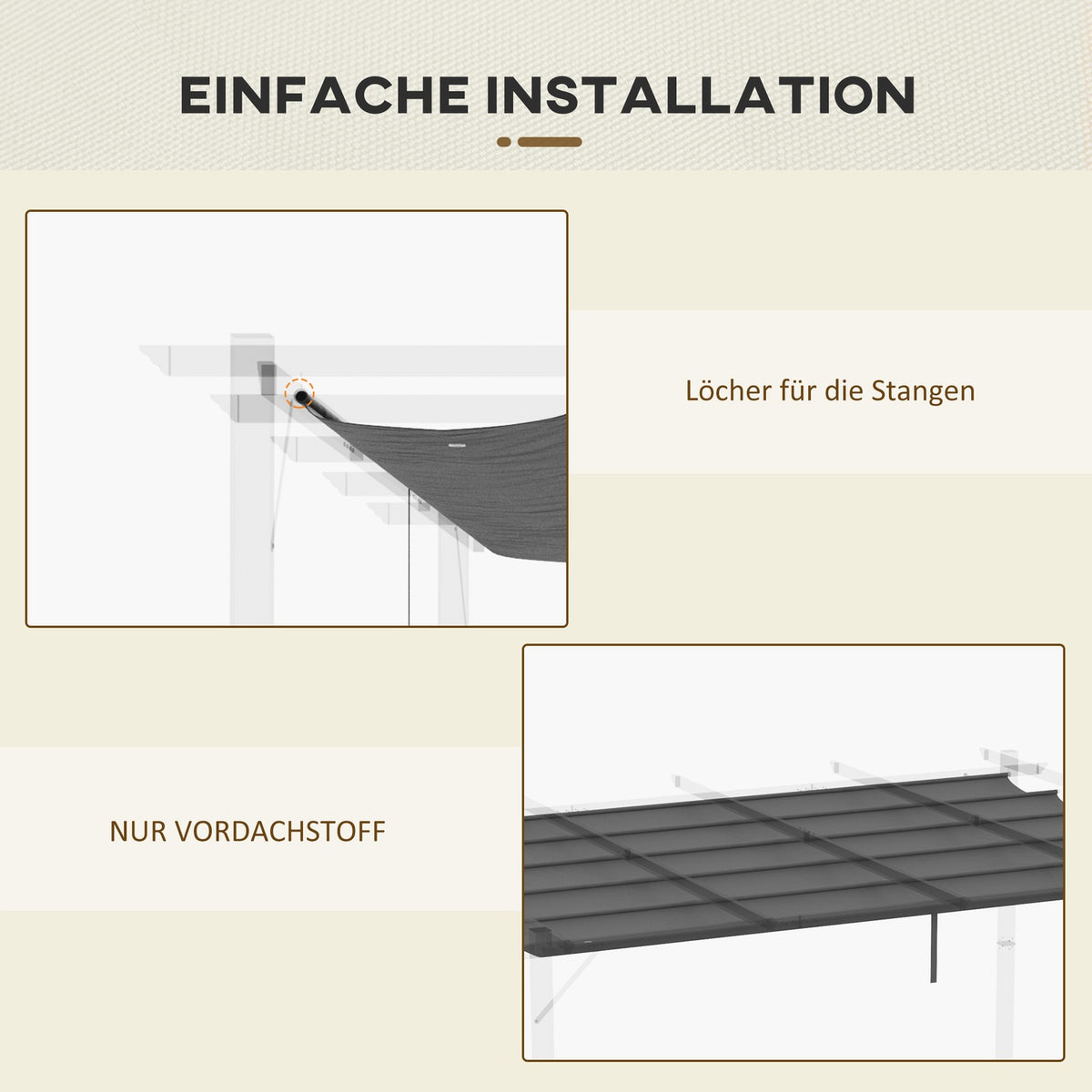 Replacement Roof for Pergola 3.5 x 2.5 m Pergola Roof with Drainage Holes, Shade Cover for Garden & Patio, Dark Gray
