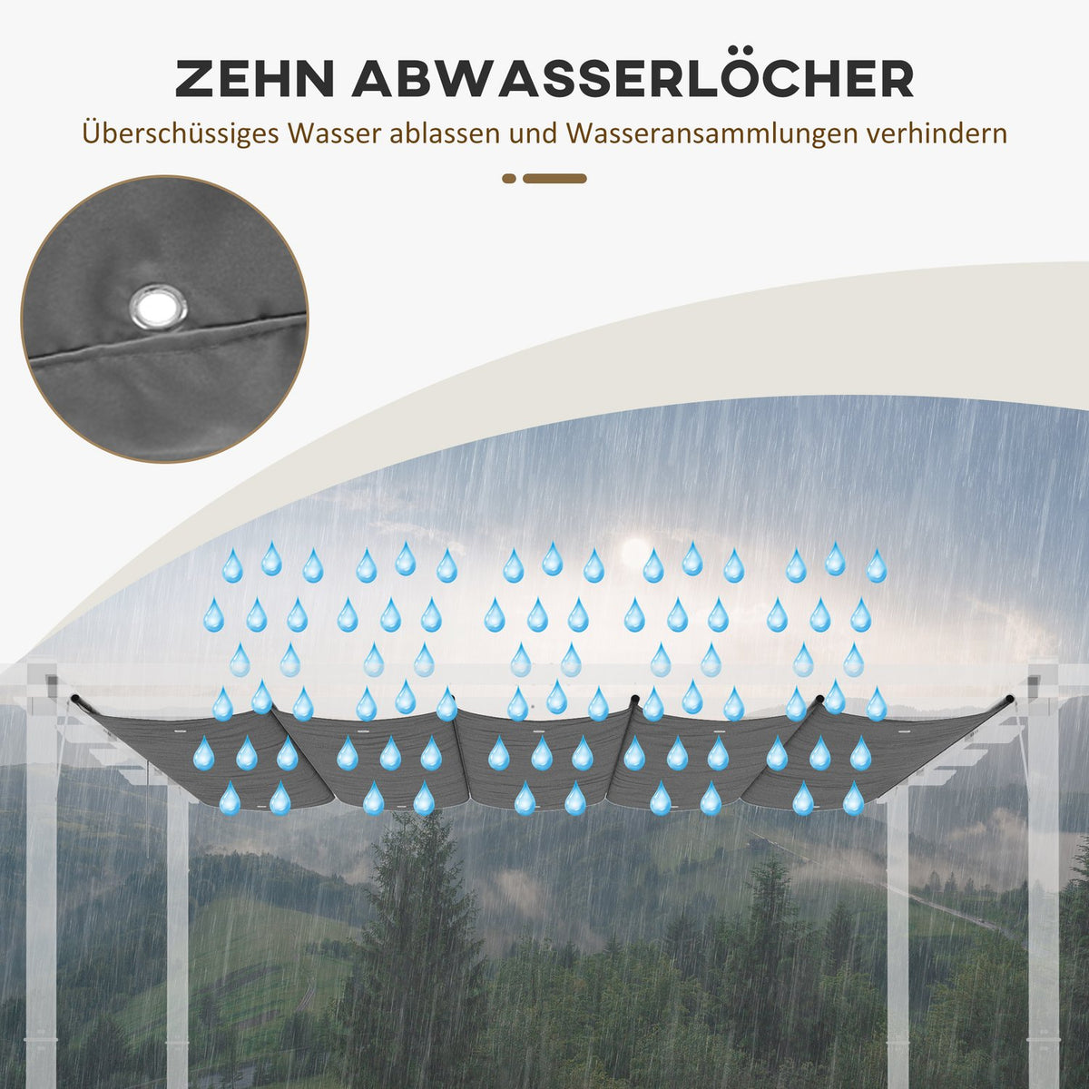 Replacement Roof for Pergola 3.5 x 2.5 m Pergola Roof with Drainage Holes, Shade Cover for Garden & Patio, Dark Gray