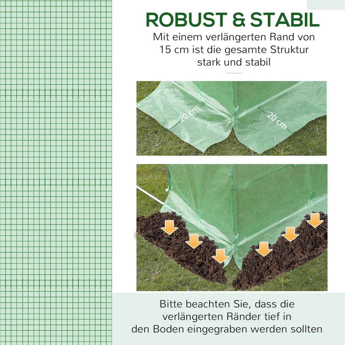 Replacement Tarpaulin for Garden Greenhouse Tunnel 9 m², Tarpaulin Dimensions 3L x 3W x 2H m PE Anti-UV Waterproof 6 Windows + Rollable Zip Door Green