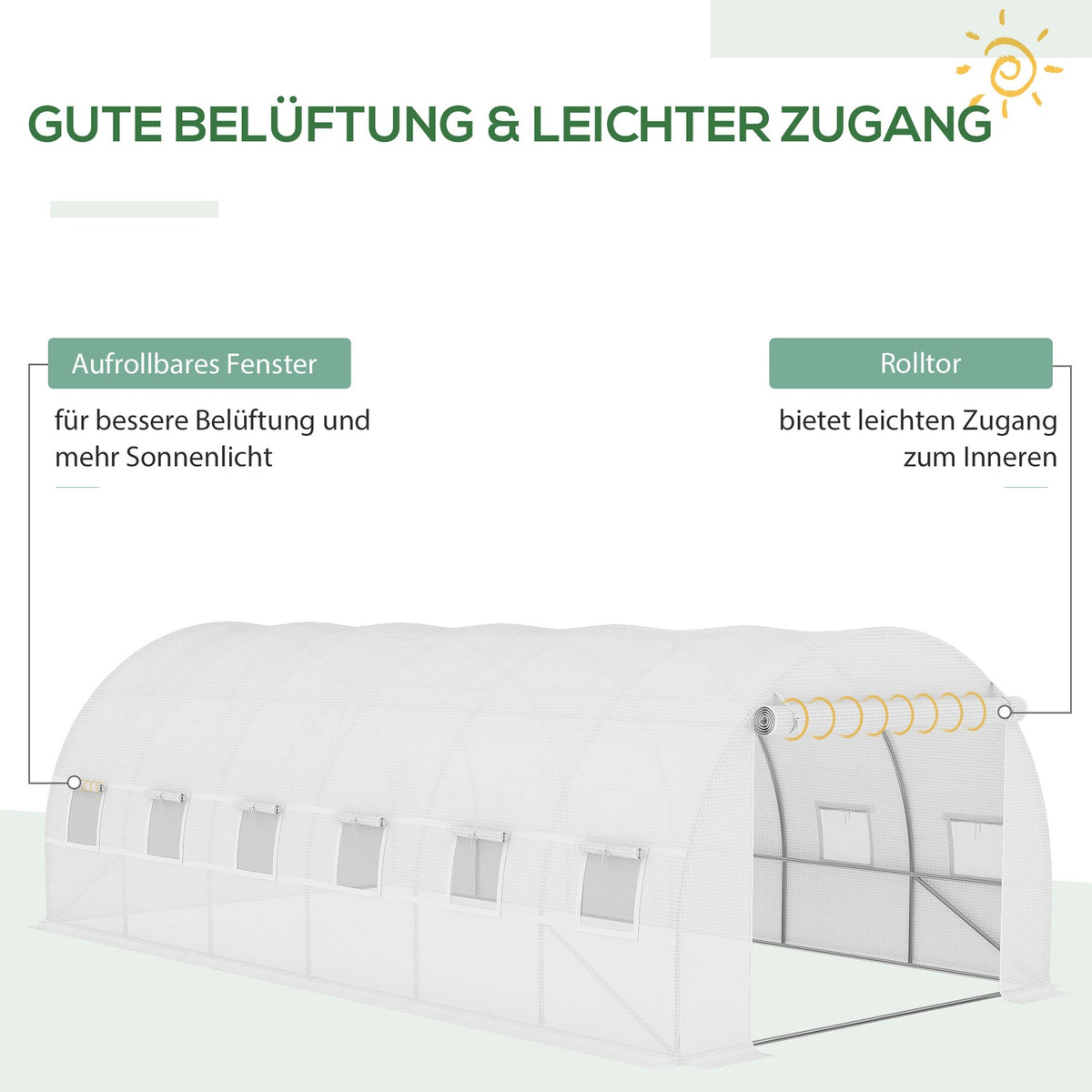 Replacement film replacement cover 600 x 300 x 200 cm with front door, 12 windows, tear-resistant greenhouse film, garden film for greenhouse, greenhouse, cold frame, white