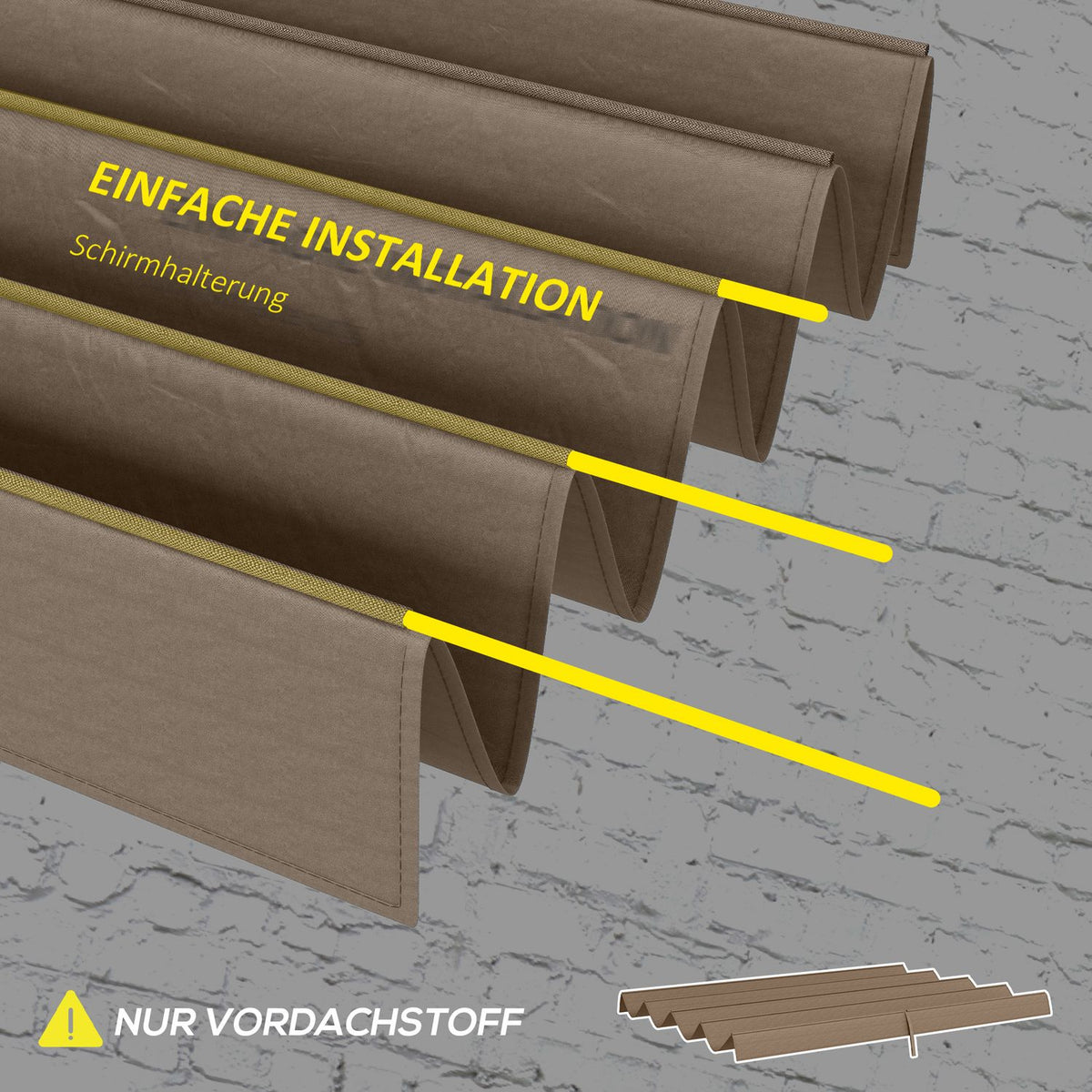 Replacement roof for 2.85 x 2 m pergola, water-repellent retractable wave canopy with rain drainage holes, UV protection 30+, winterproof shade cover for garden, balcony, terrace, coffee