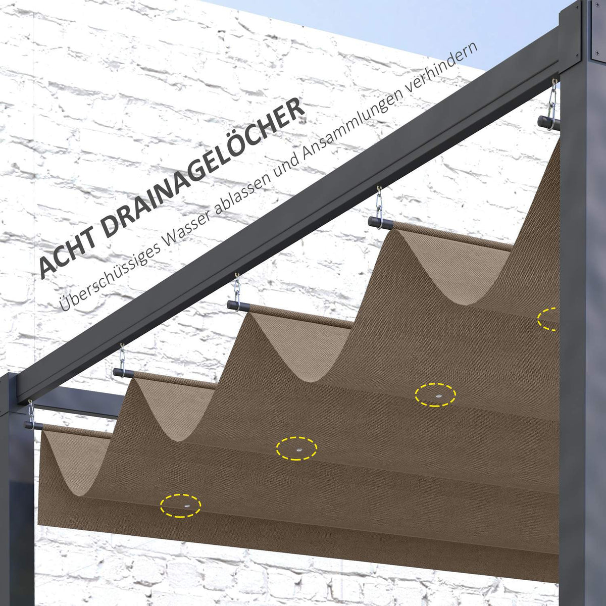 Replacement roof for 2.85 x 2 m pergola, water-repellent retractable wave canopy with rain drainage holes, UV protection 30+, winterproof shade cover for garden, balcony, terrace, coffee