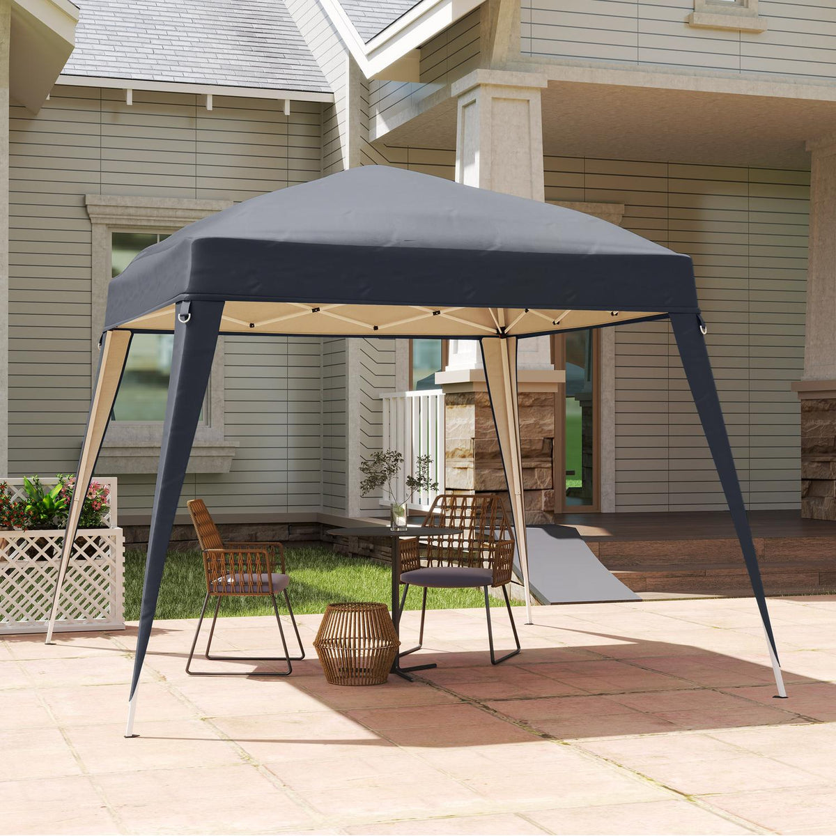 Replacement roof for pavilion 3x3 m, water-repellent, stable, winter-proof pavilion roof for folding pavilion, storm-proof party tent, replacement cover, cover with single roof, canopy for garden pavilion, dark grey
