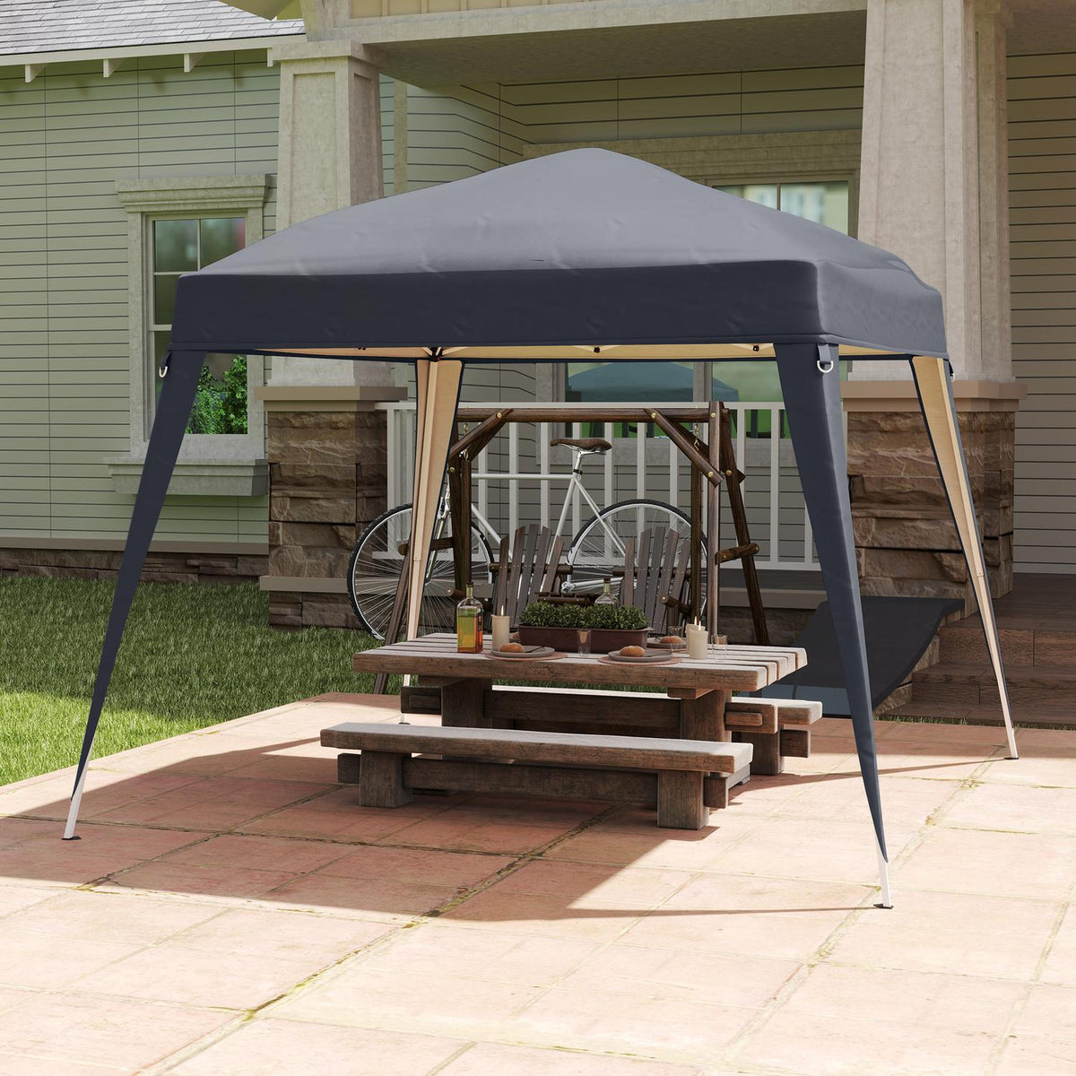 Replacement roof for pavilion 3x3 m, water-repellent, stable, winter-proof pavilion roof for folding pavilion, storm-proof party tent, replacement cover, cover with single roof, canopy for garden pavilion, dark grey