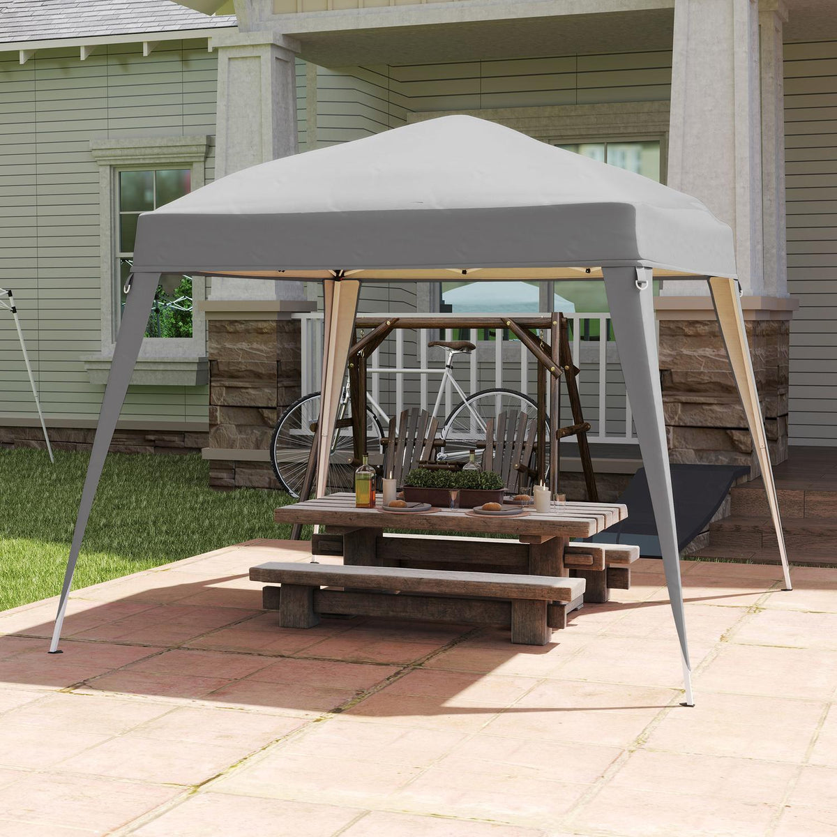 Replacement roof for pavilion 3x3 m, water-repellent, stable, winter-proof pavilion roof for folding pavilion, storm-proof party tent, replacement cover, cover with single roof, canopy for garden pavilion, light grey