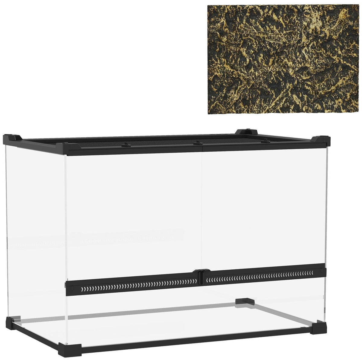 Reptile Glass Terrarium 48L, Front Ventilation, 50x30x35 cm
