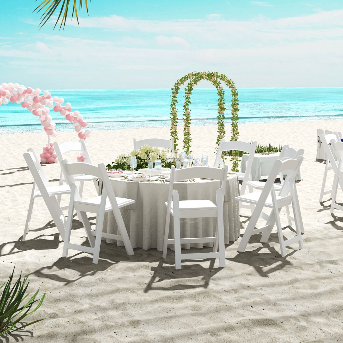 Resin Folding Chairs Set of 2, Weatherproof, Padded Seat