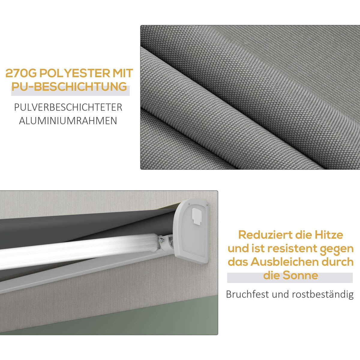 Retractable Awning, 295x250 cm, Remote Control, Light Grey