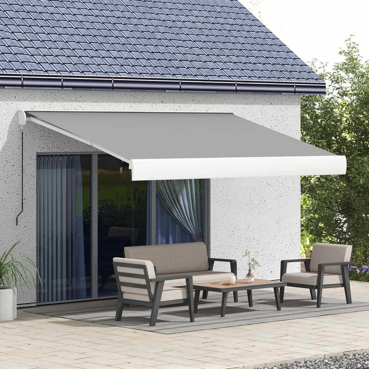 Retractable Awning, 395x300 cm, Remote & Manual Control