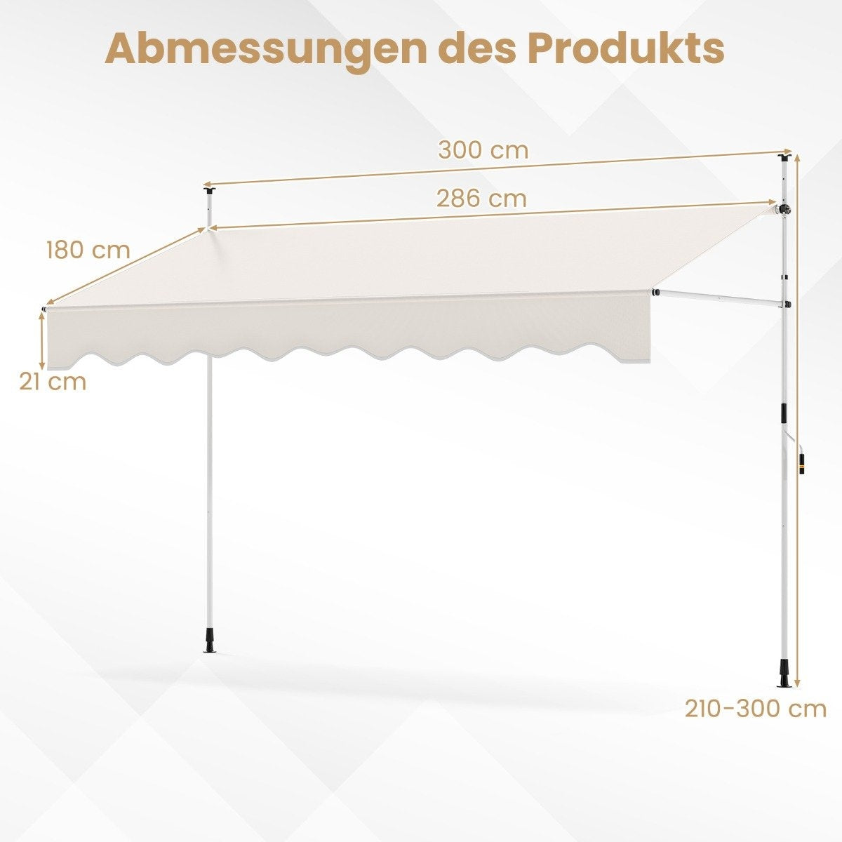Retractable Awning, No-Drill, Adjustable Height, UV-Resistant