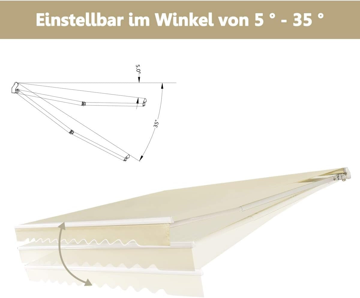 Retractable Balcony Awning, 360x300 cm, Beige