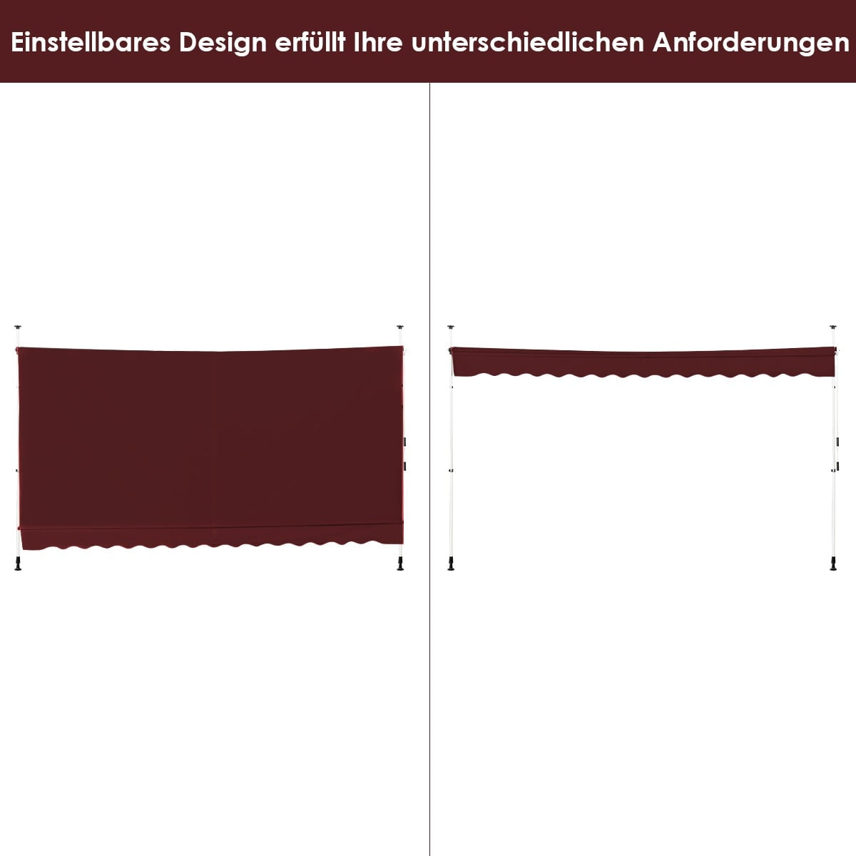 Retractable Balcony Awning, 400 cm, UV-Resistant, Red