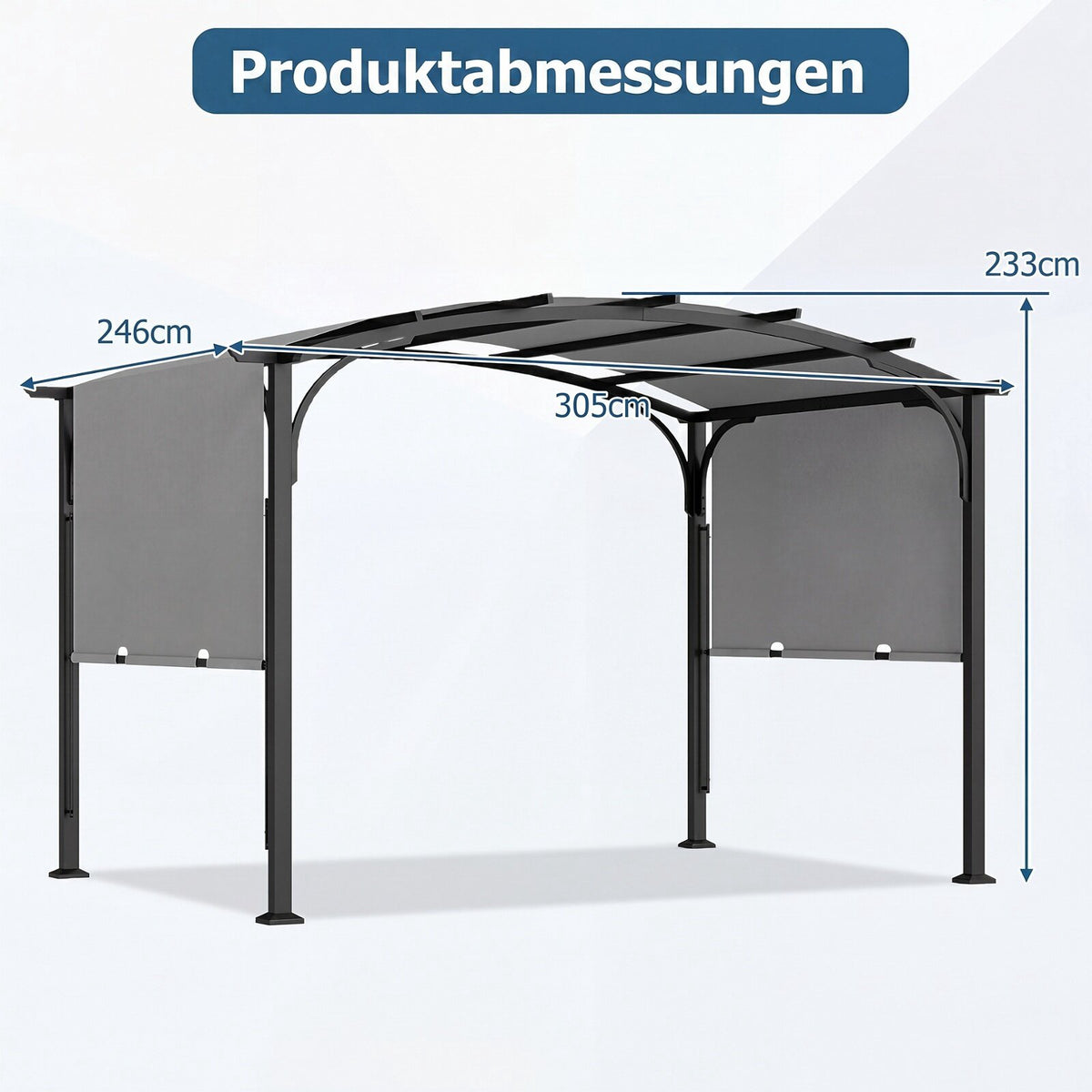 Retractable Outdoor Pergola, 305x242 cm, Grey Fabric