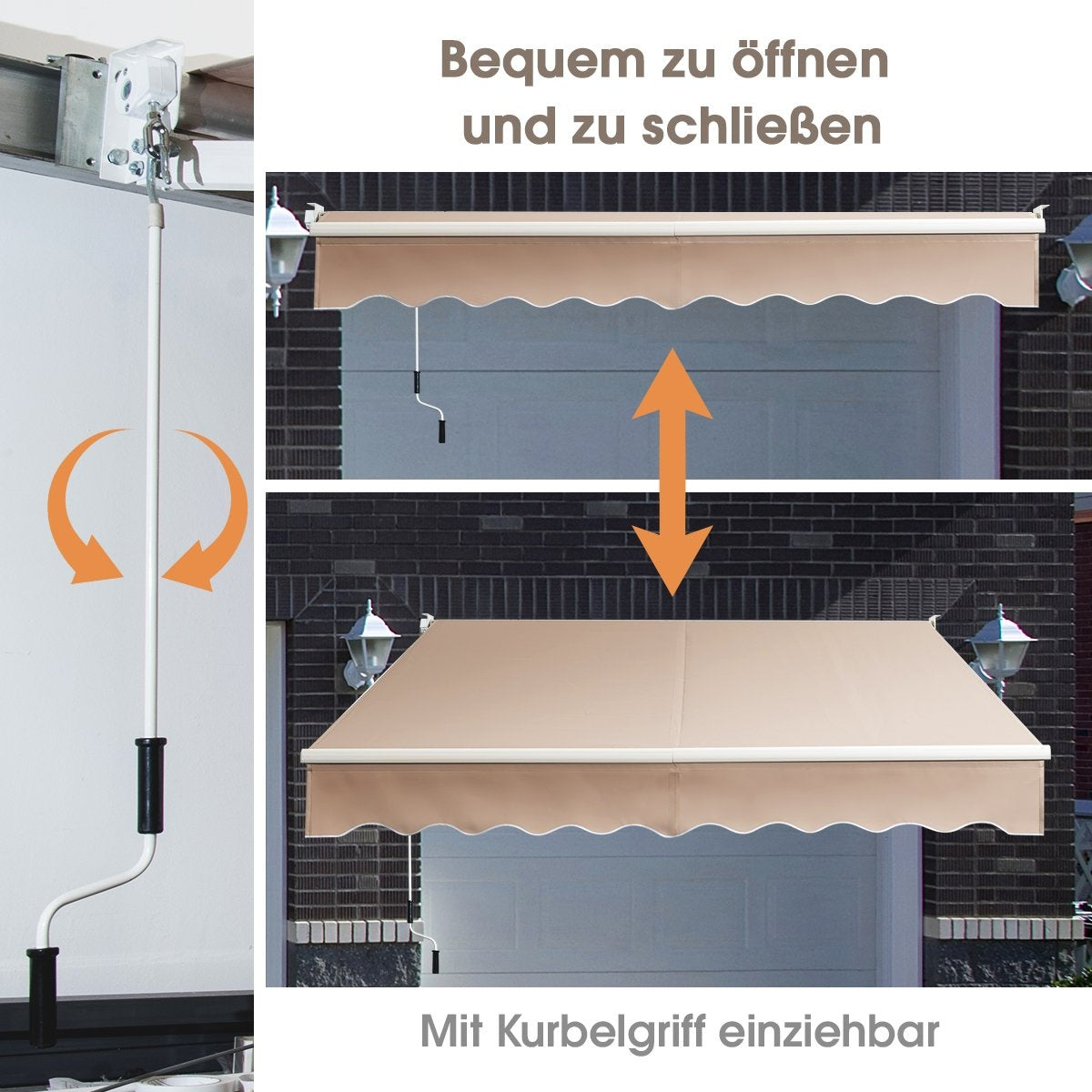 Retractable Patio Awning, Aluminum, 245x200 cm, Beige