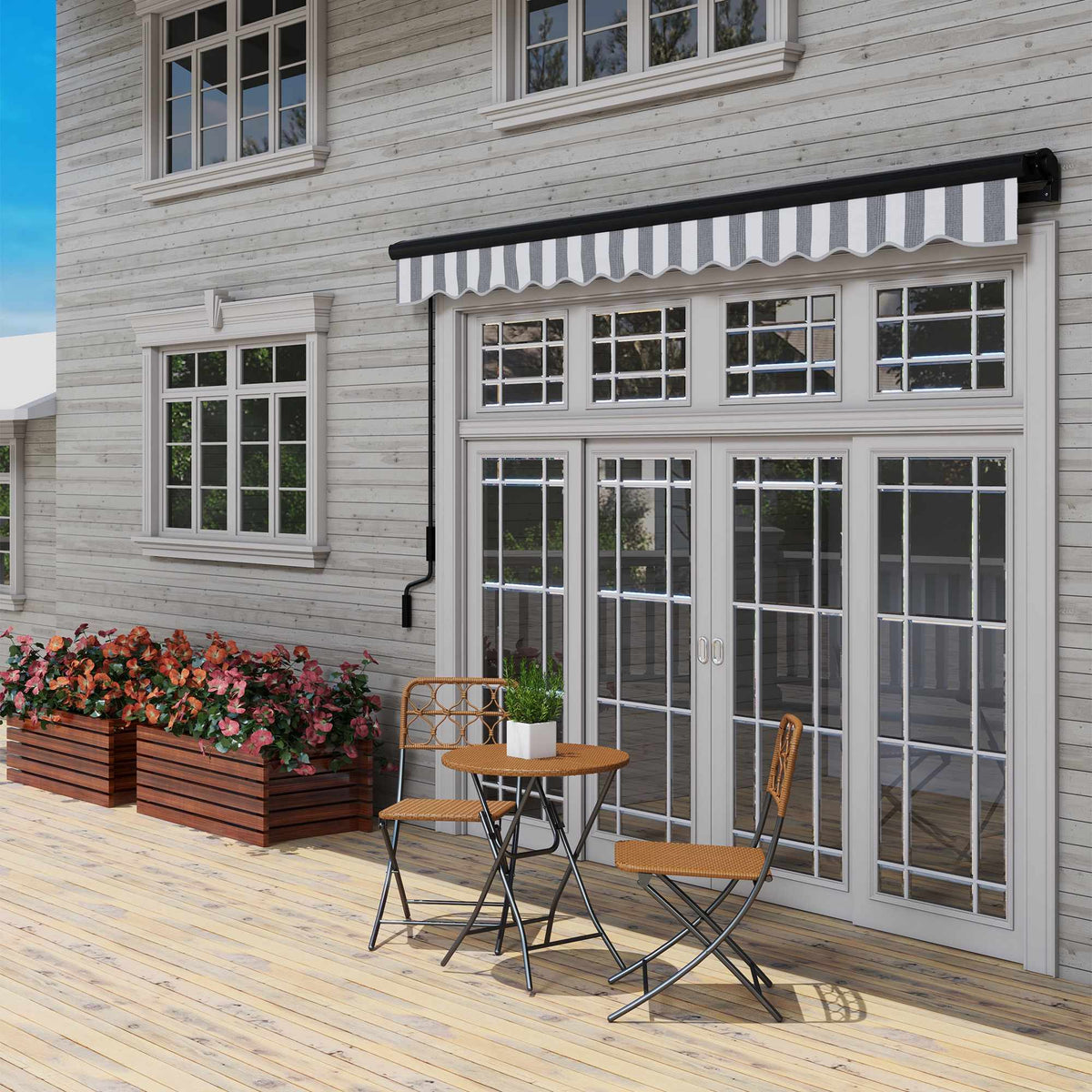 Retractable Patio Awning, Weatherproof, 350x250 cm, Gray/White