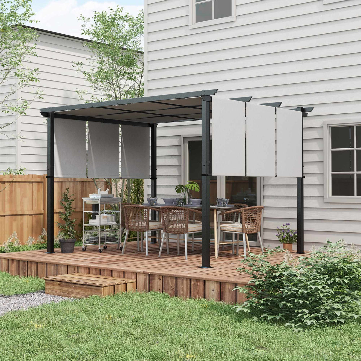Retractable Pergola 3x3.5m, Steel Frame, UV Protection