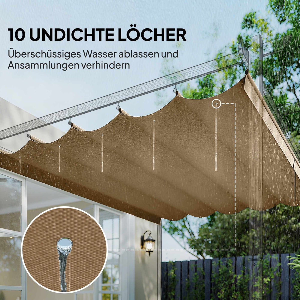 Retractable Pergola Canopy 3x3m, Brown, Polyester