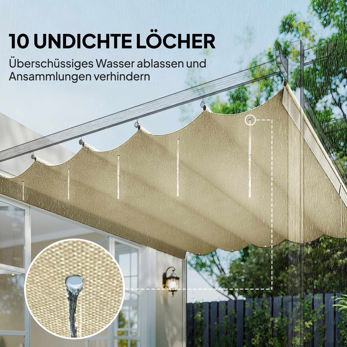 Retractable Pergola Canopy 4x3m, Cream, Weatherproof