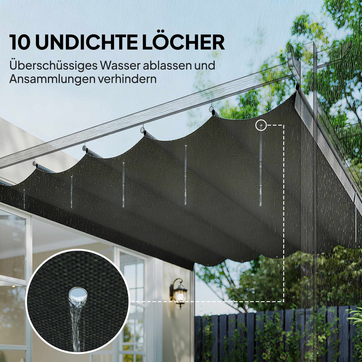 Retractable Pergola Canopy 4x3m, Weatherproof, Light Grey