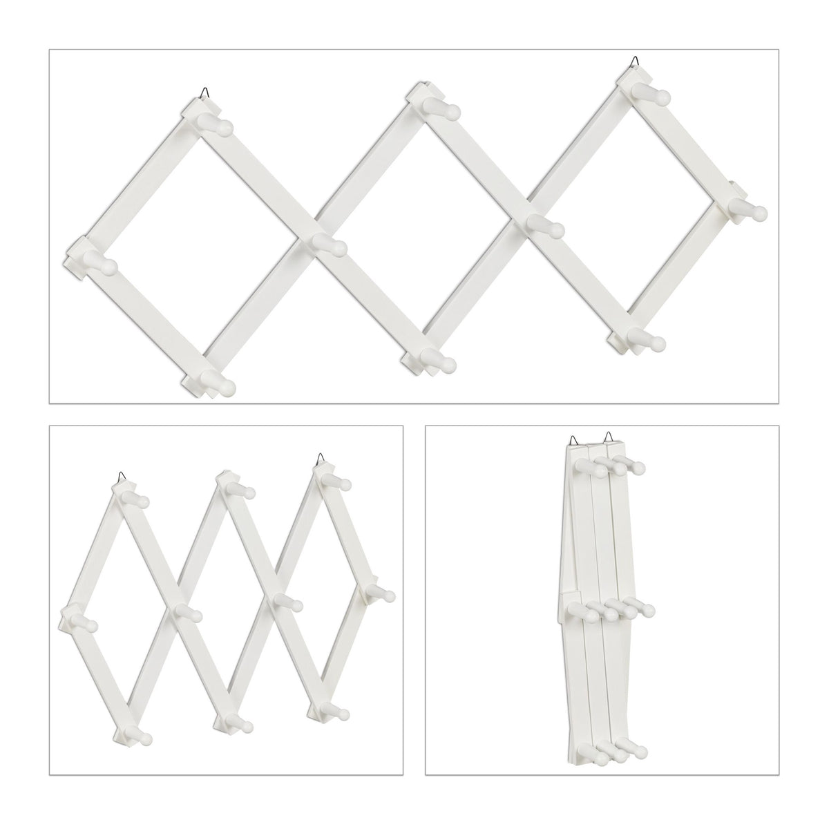 Retractable wall coat hanger in wood