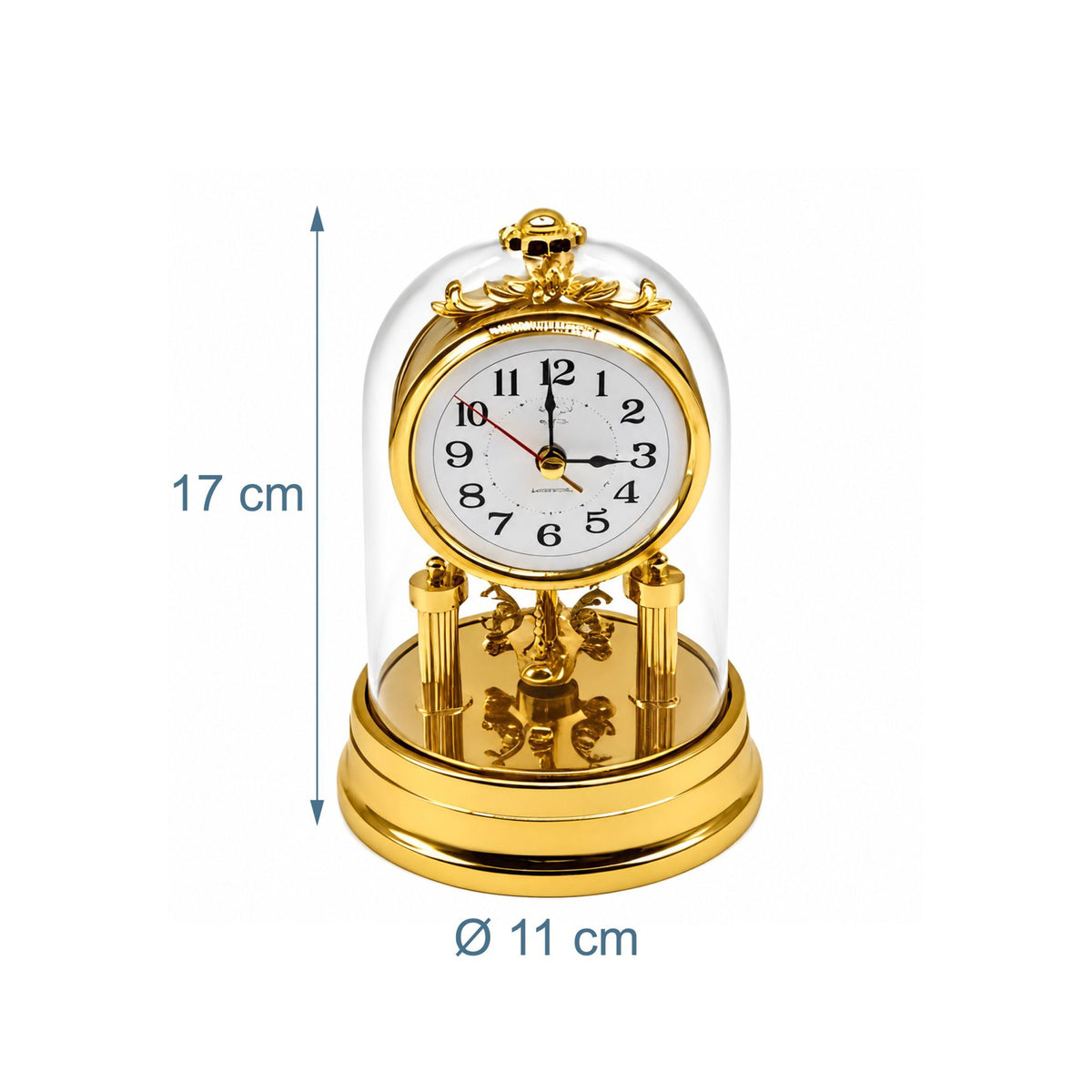 Retro Gold Desk Clock with Rotating Pendulum