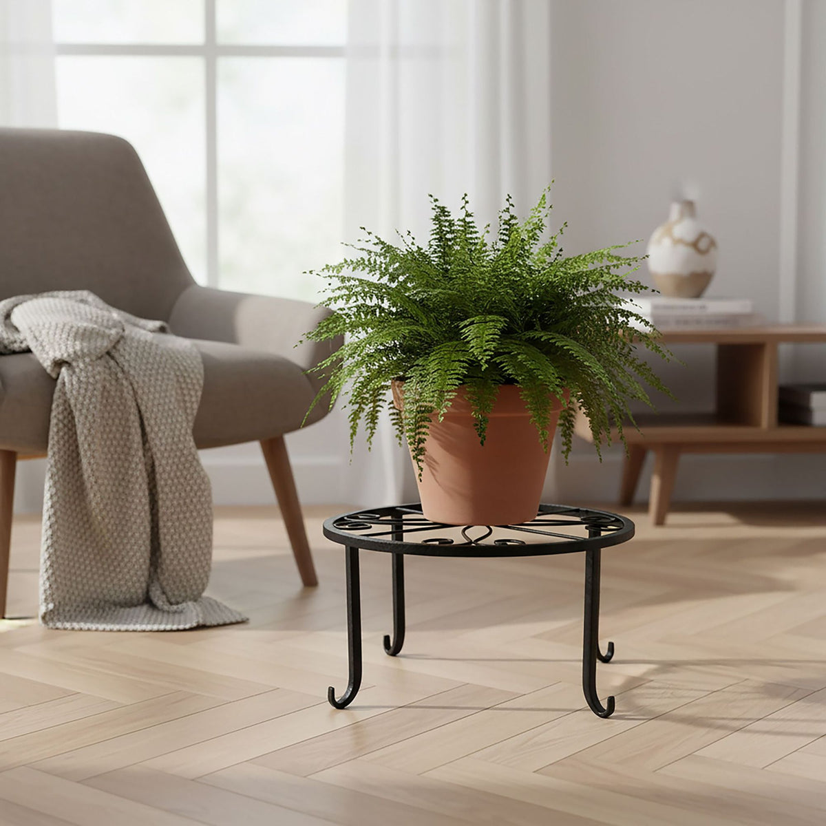 Retro Iron Plant Stands, Set of 2, Indoor/Outdoor