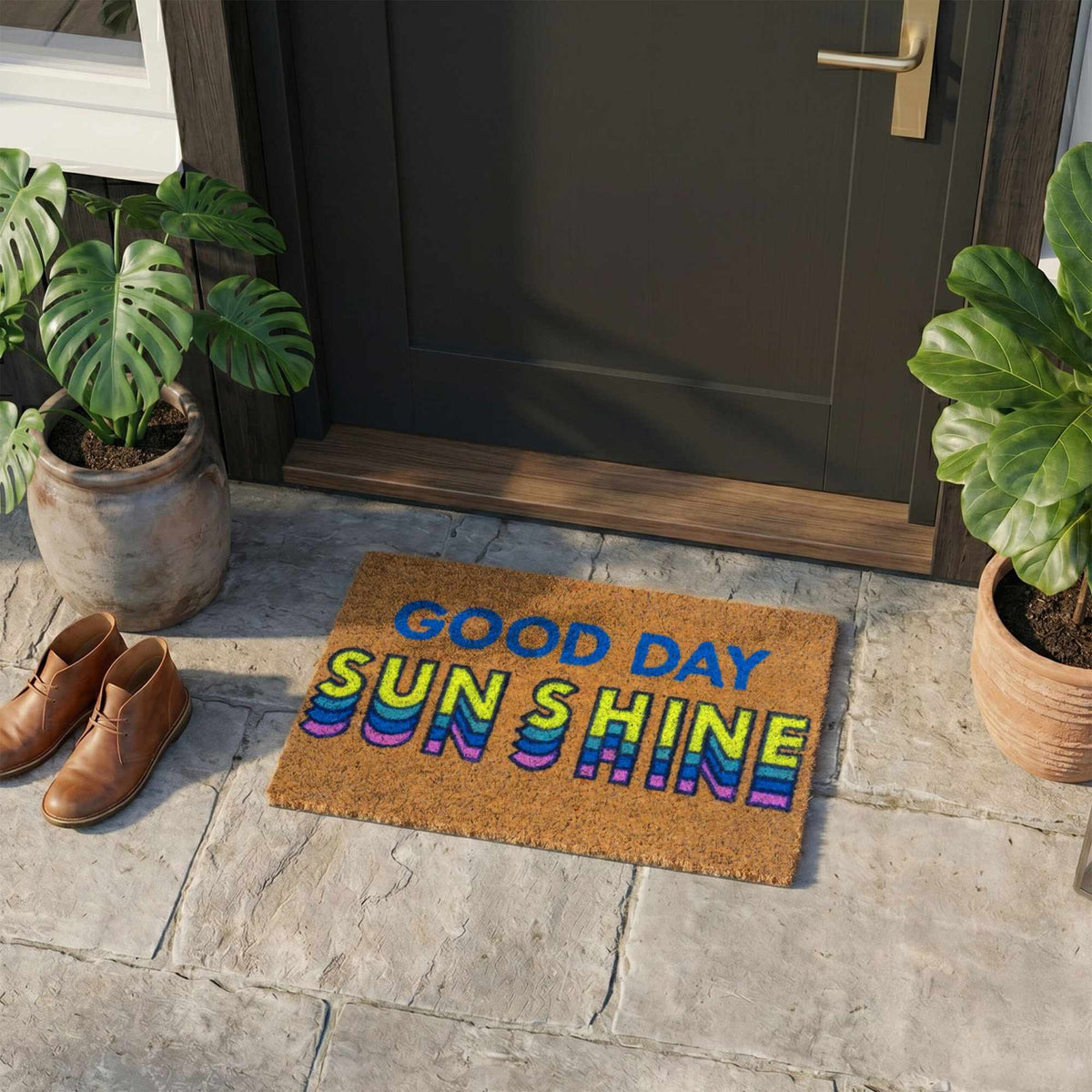 Retro Multicoloured Coconut Doormat, 60 x 40 cm