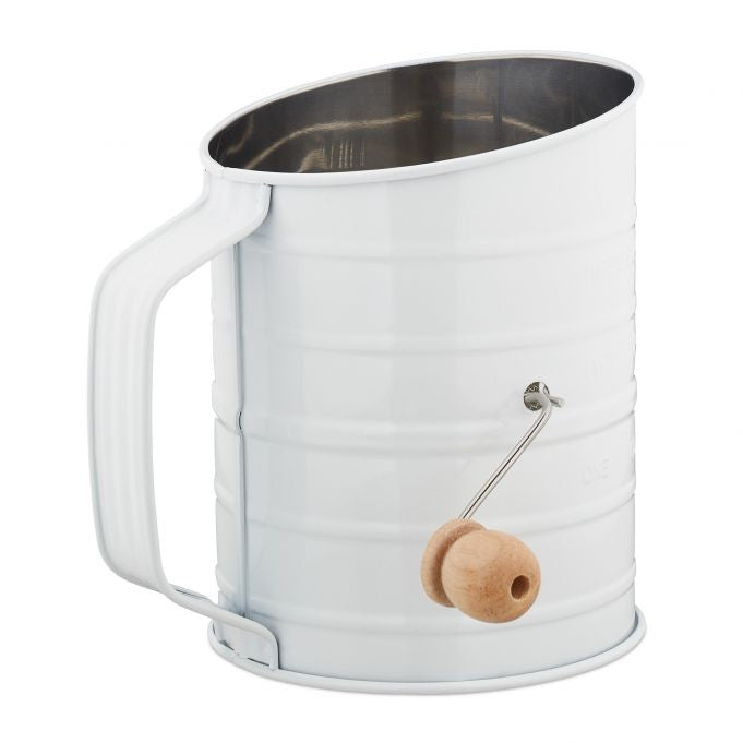 Retro flour sifter with crank