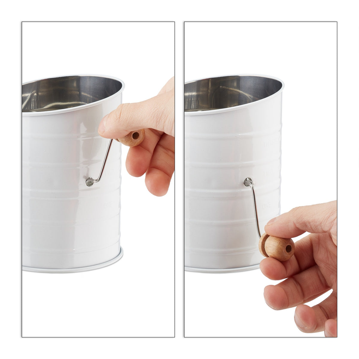 Retro flour sifter with crank
