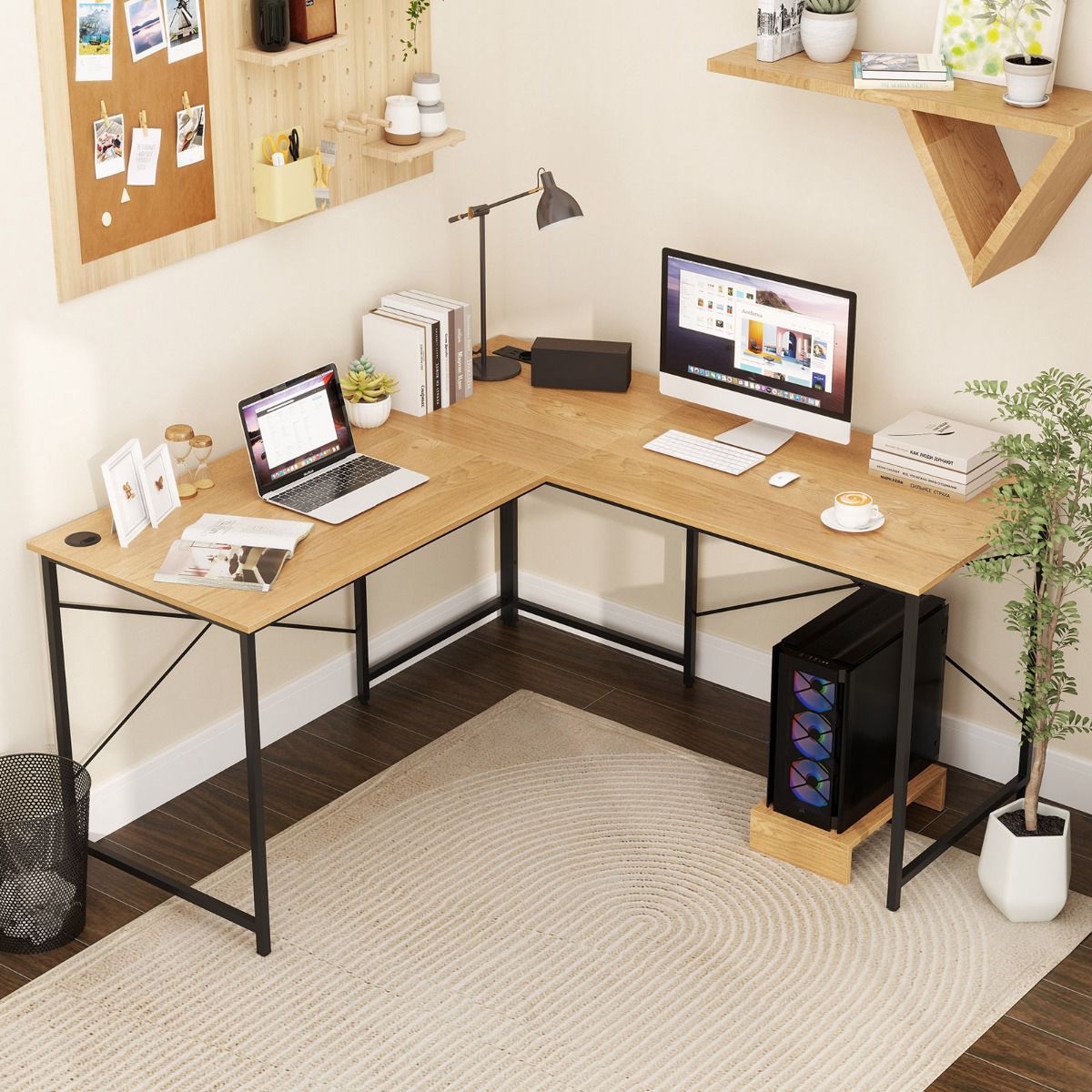 Reversible L-Shaped Corner Desk 150cm With USB-C Outlet