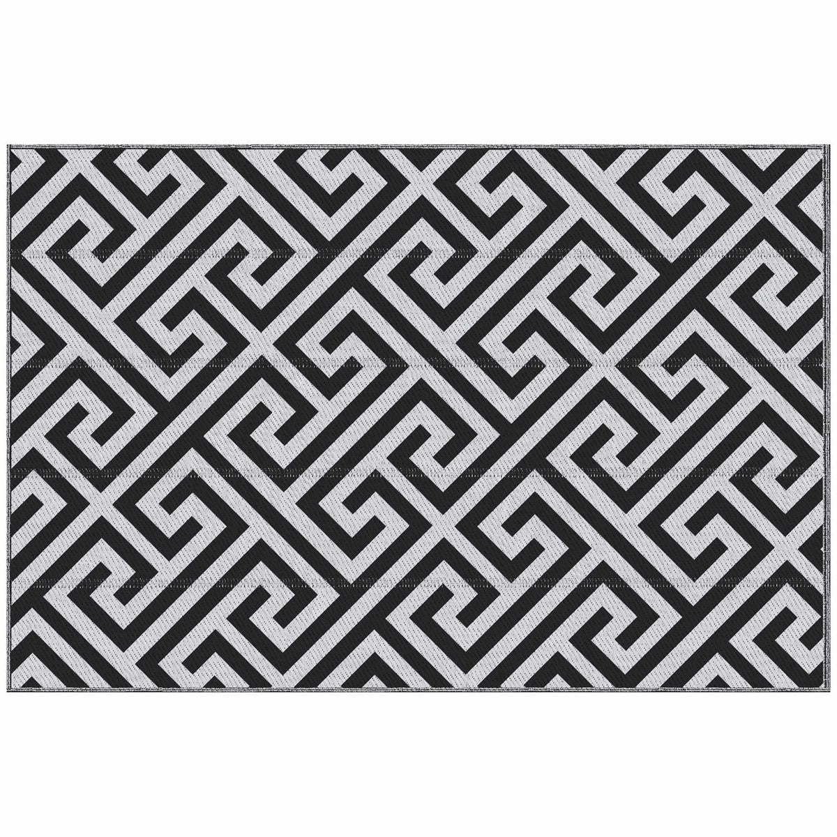 Reversible Outdoor Rug, Durable, Black/White, 121 x 182 cm