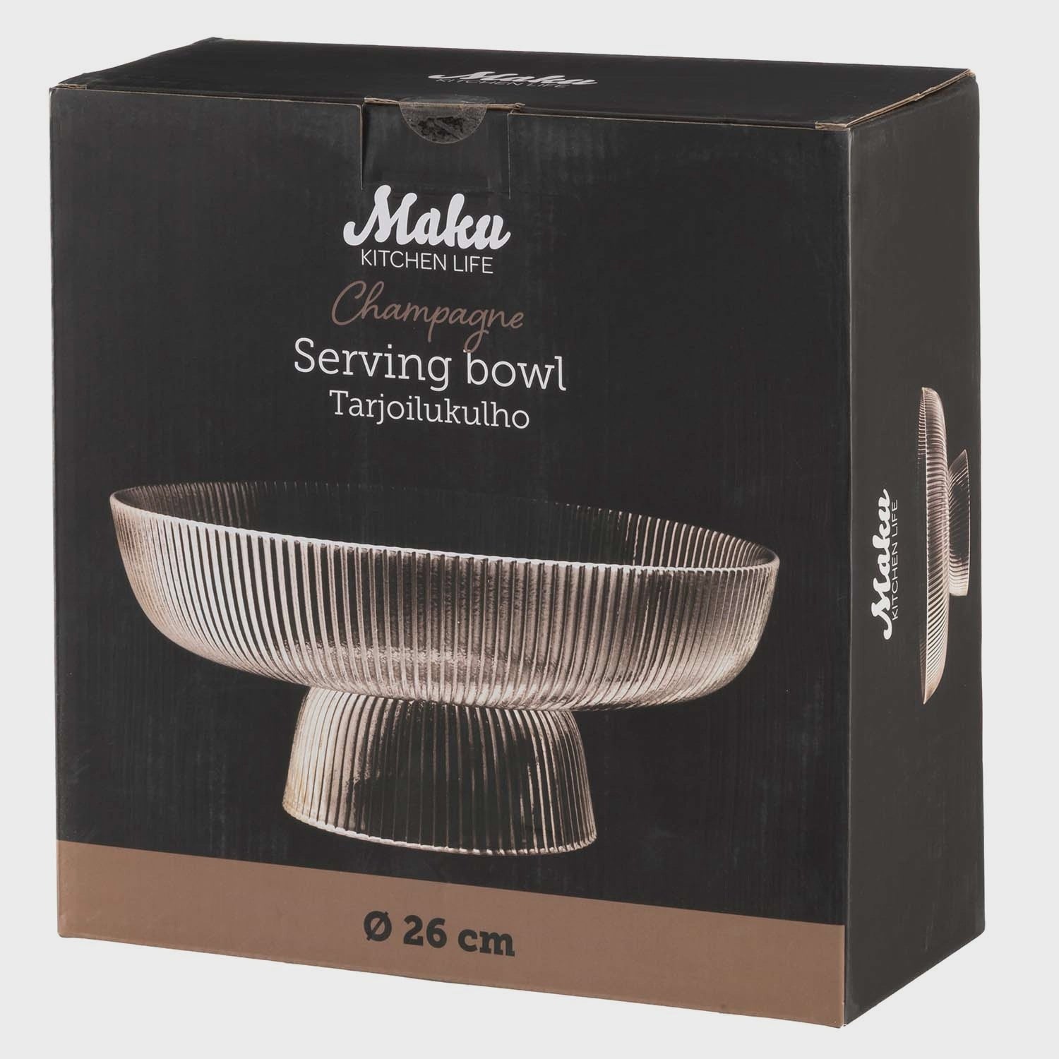 Ribbed Glass Cake Stand, Champagne, 26 cm