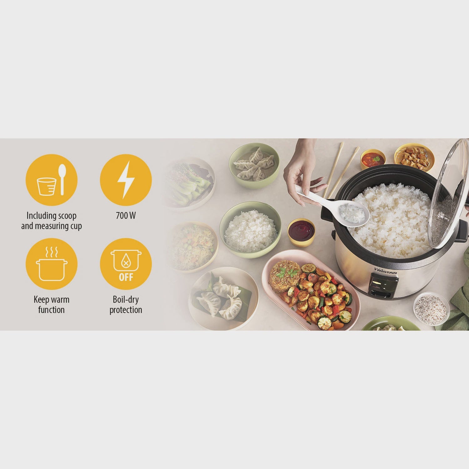 Rice Cooker 1.8L, 700W, Nonstick, Keep Warm Function