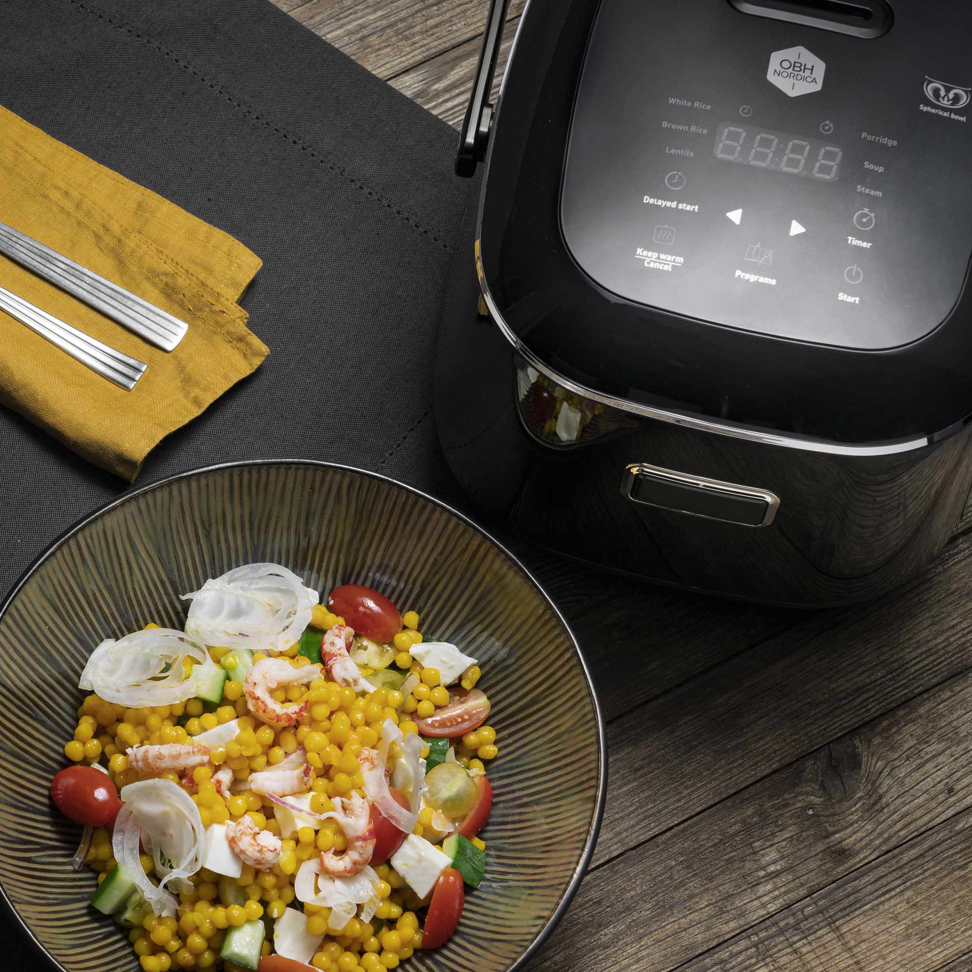 Rice Cooker 2L, 6 Programs, Steamer Basket, Keep Warm
