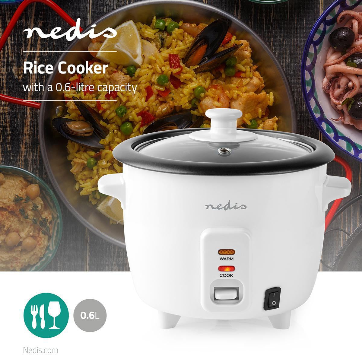 Rice cooker | 0.6 l | 300 W | Undoing machine in aluminum | Non-stick coating | Removable bowl | automatic shutdown