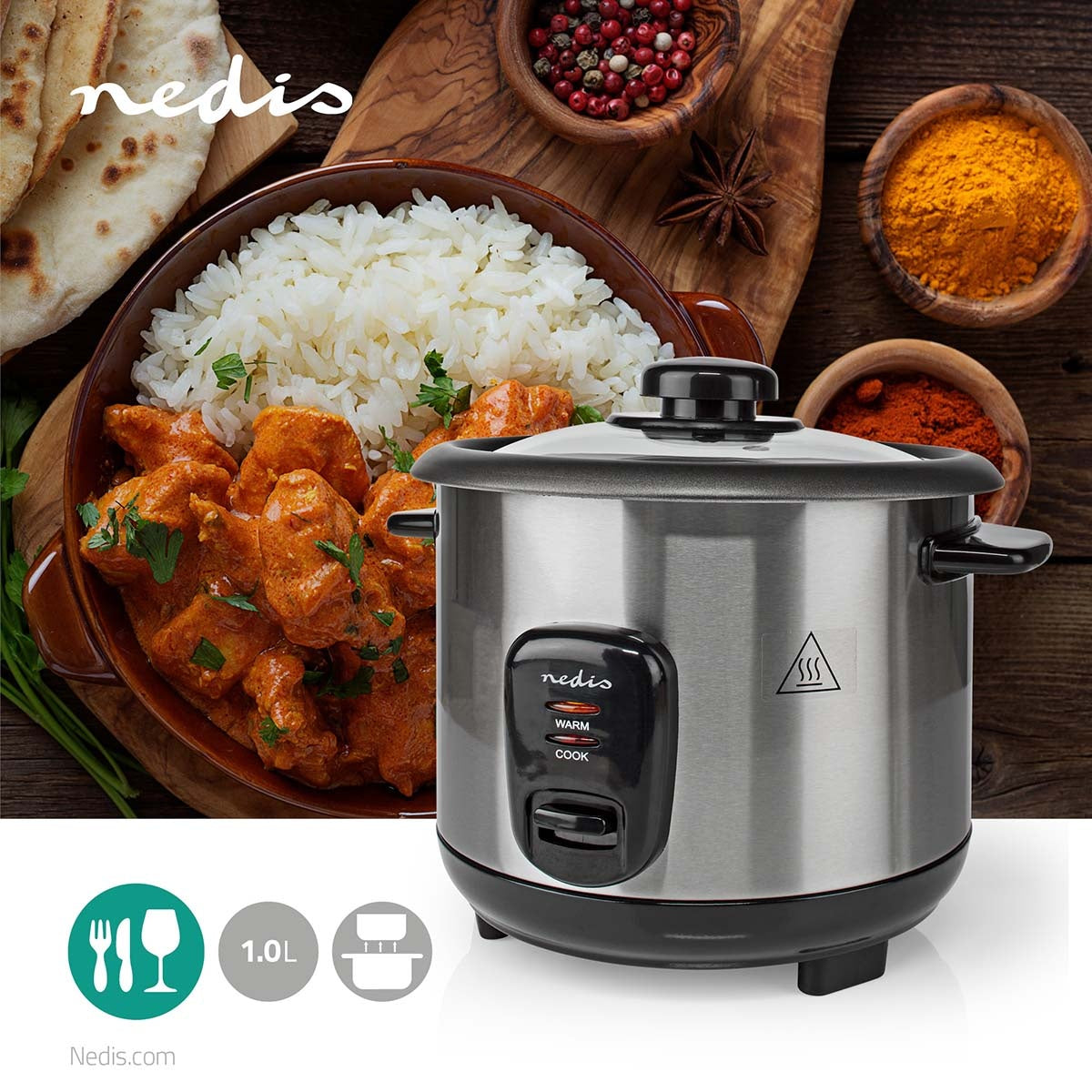 Rice cooker | 1 l | 400 W | Non-stick coating | Removable bowl | automatic shutdown