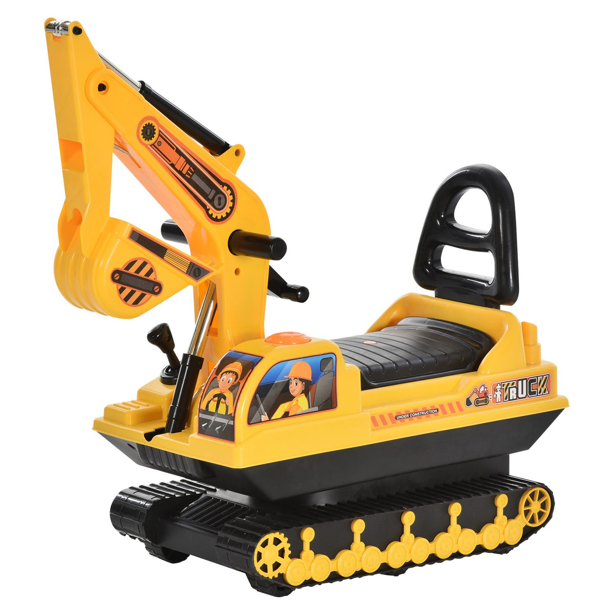 Ride-On Car Children'S Excavator, Baby Ride-On In Black+Yellow, 20X15X9Cm