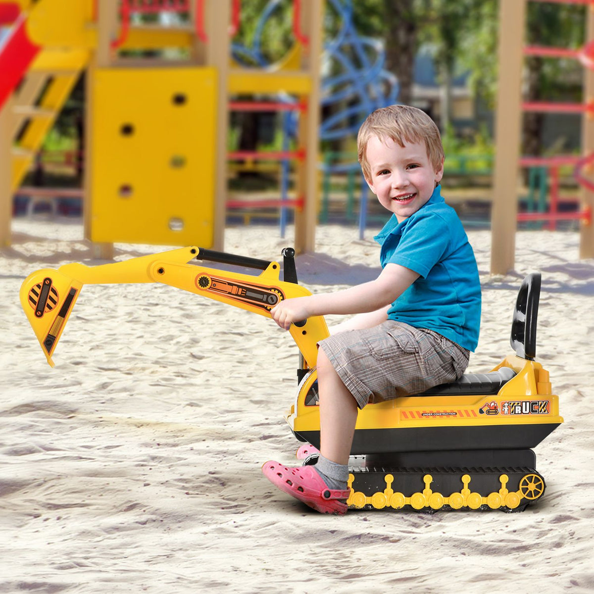 Ride-On Car Children'S Excavator, Baby Ride-On In Black+Yellow, 20X15X9Cm