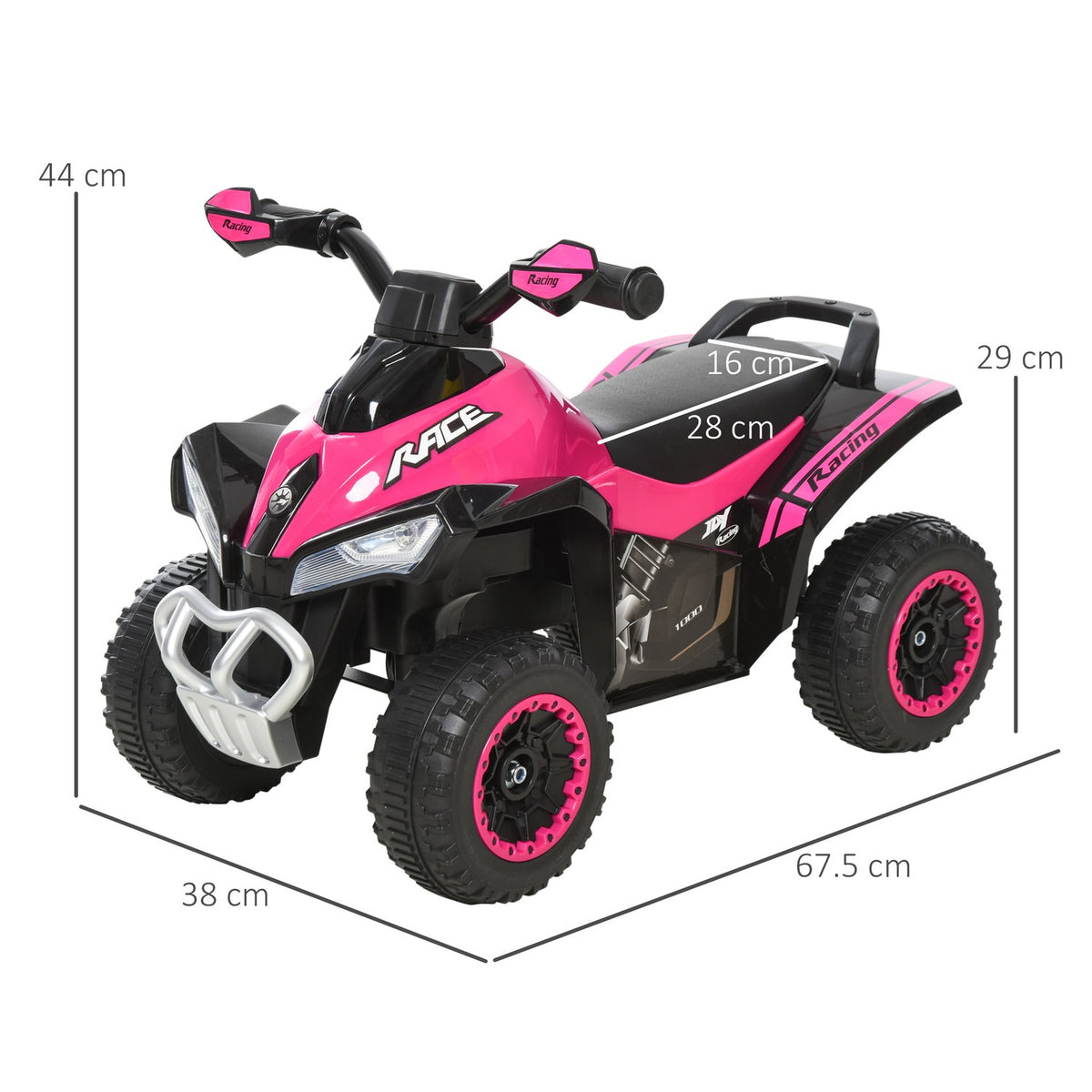 Ride-On Car Children'S Vehicle Pedal Car Light Music 18-36 Months Plastic Steel Pink 67.5X38X44Cm