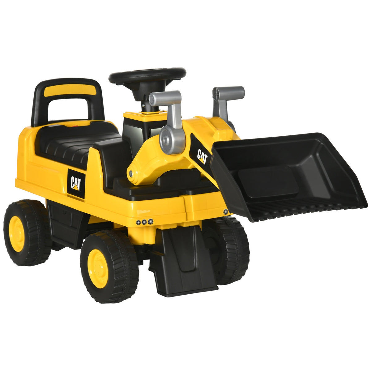 Ride-On Car Seat Excavator With Shovel & Horn, Storage Space, For Children From 12 Months, Yellow + Black, 85X27.5X47.5Cm